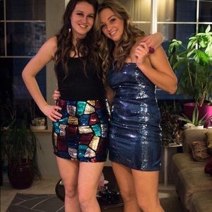 Blue sequined cocktail dress, sz M, Forever 21